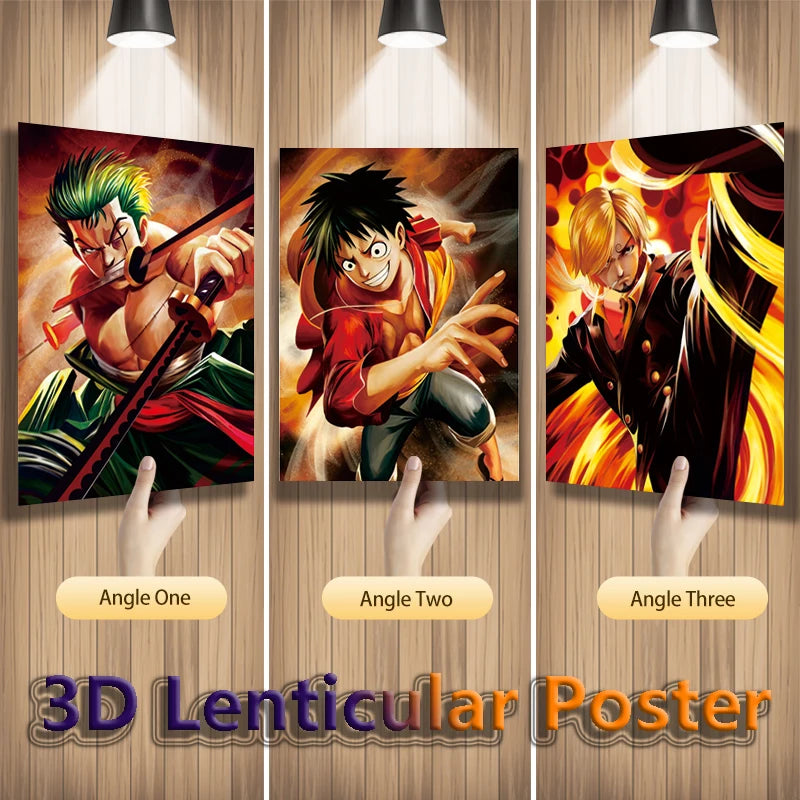 Póster 3D Lenticular One Piece – Luffy, Zoro & Sanji