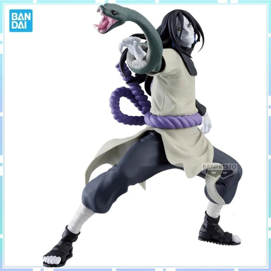 Figura coleccionable Orochimaru — Vibration Stars de Bandai Banpresto en pose dinámica con serpiente emergiendo del brazo, basada en Naruto Shippuden.