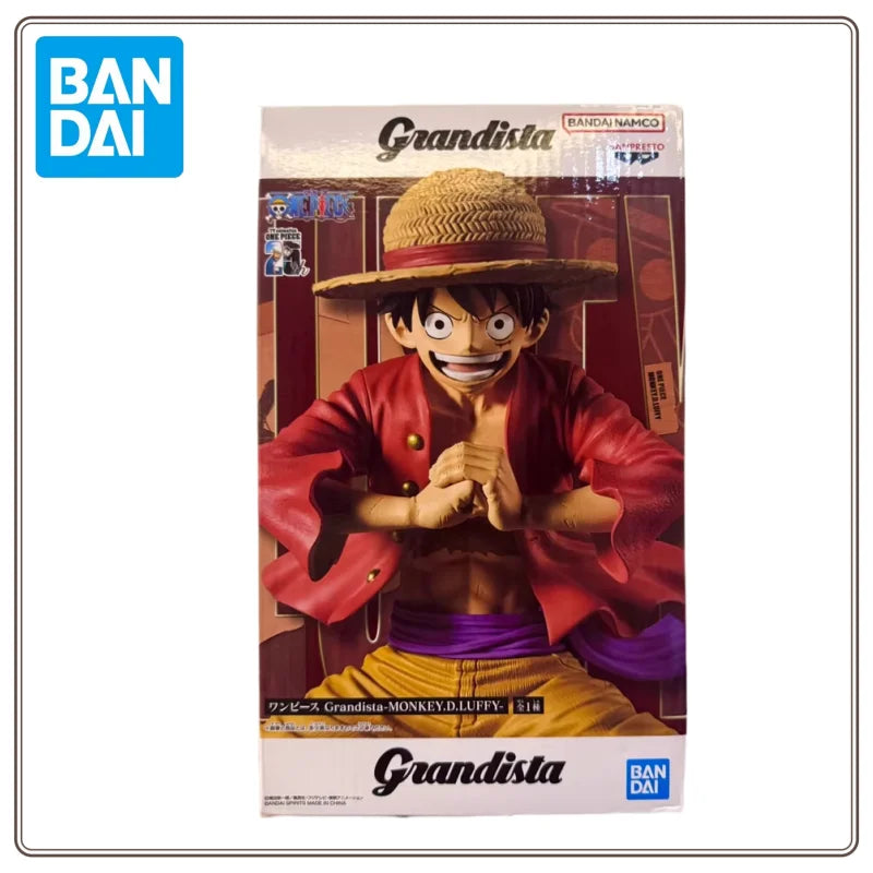 Caja oficial de la Figura Monkey D. Luffy - Colección Grandista (Banpresto Original) con diseño detallado. Producto licenciado por Bandai Namco.