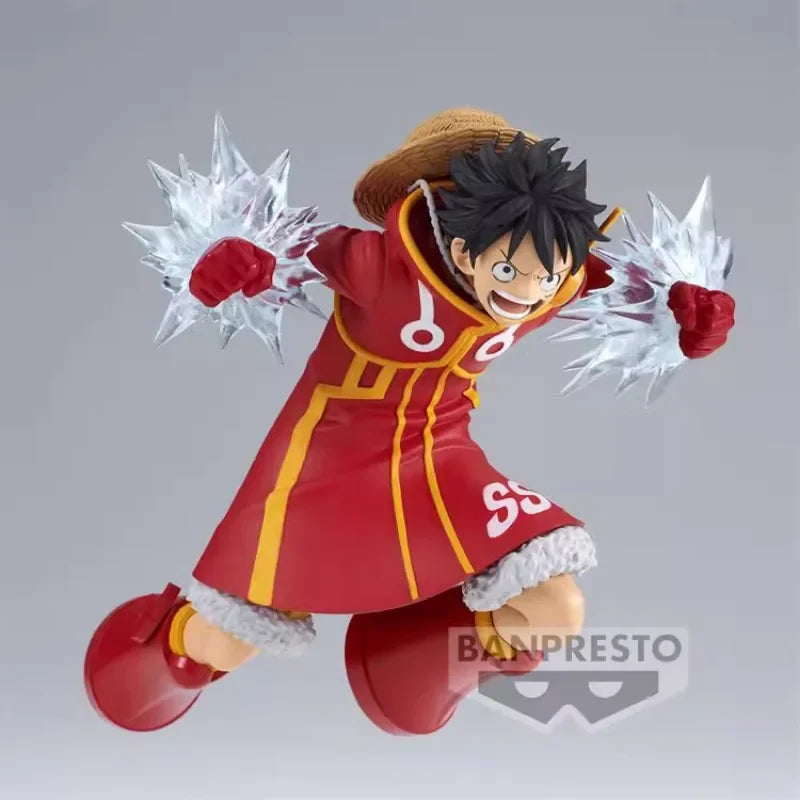 Figura de acción Monkey D. Luffy - Moment of Battle (Versión Banpresto) con expresión feroz y efectos de ataque, ideal para coleccionistas de One Piece.