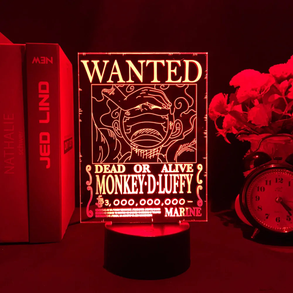 Lámpara LED 3D One Piece — Wanted Card