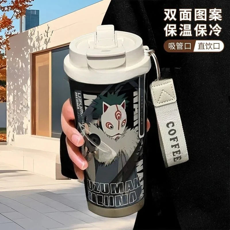 Termo Naruto – Varios personajes con ilustración de Uzumaki Naruto en modo Anbu, ideal para fans del anime, resistente y térmico con tapa multifunción.