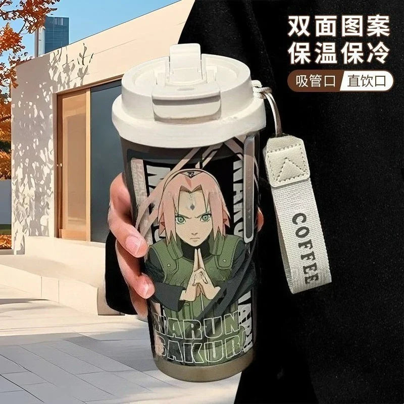 Termo Naruto – Varios personajes con diseño de Sakura Haruno, termo térmico con tapa doble y diseño anime para fans de Naruto.