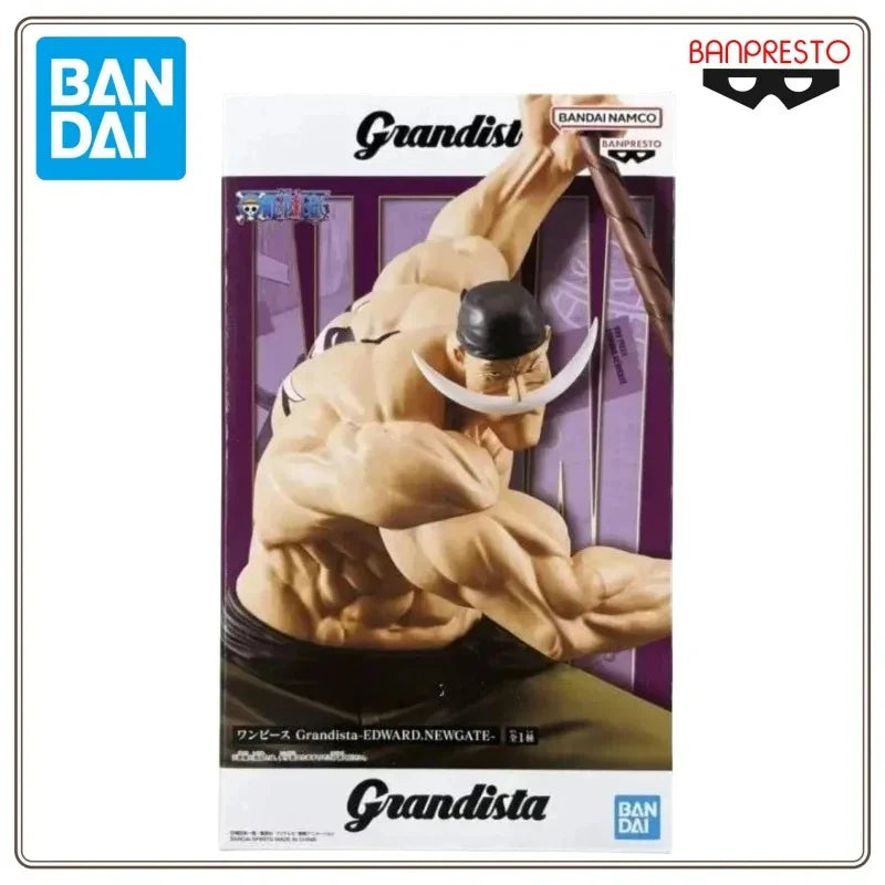 Empaque frontal de la figura Edward Newgate (Barbablanca) - Colección Grandista (Banpresto Original), destacando su musculatura y expresión feroz.